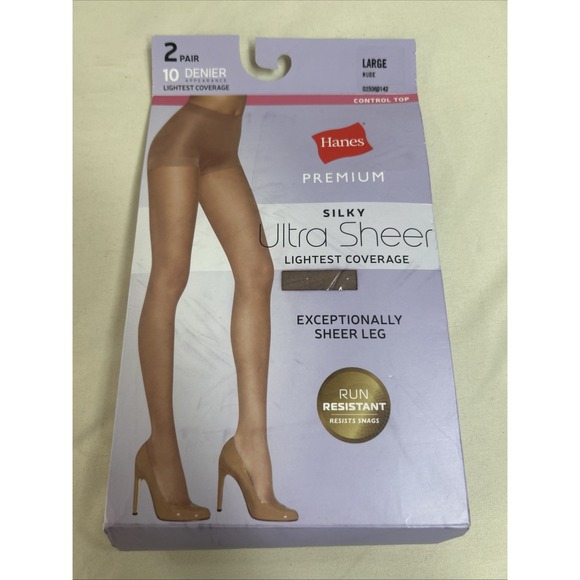 HANES SILKY SPPORT Other - NEW 2 PAIR HANES CONTROL TOP NUDE PANTYHOSE SILKY ULTRA SHEER 10 DENIER
